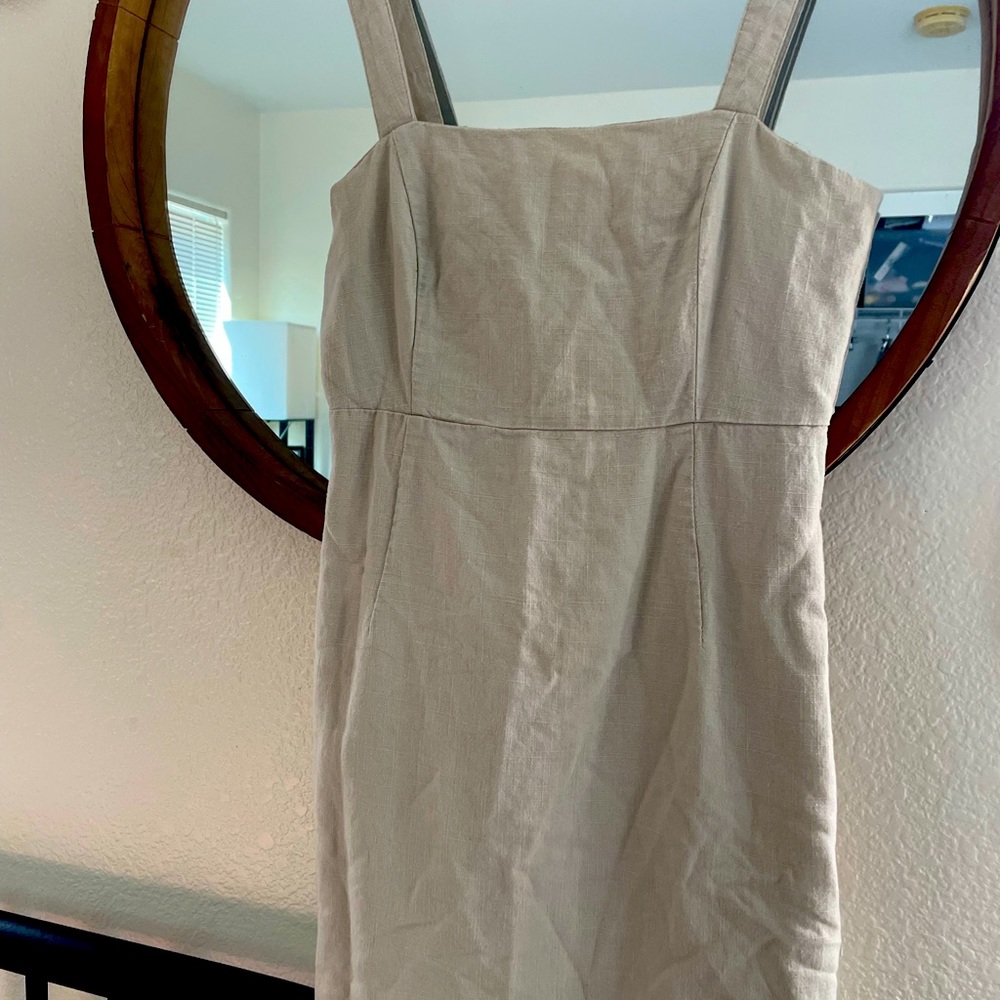 Beige mini dress, casual, organic cotton material